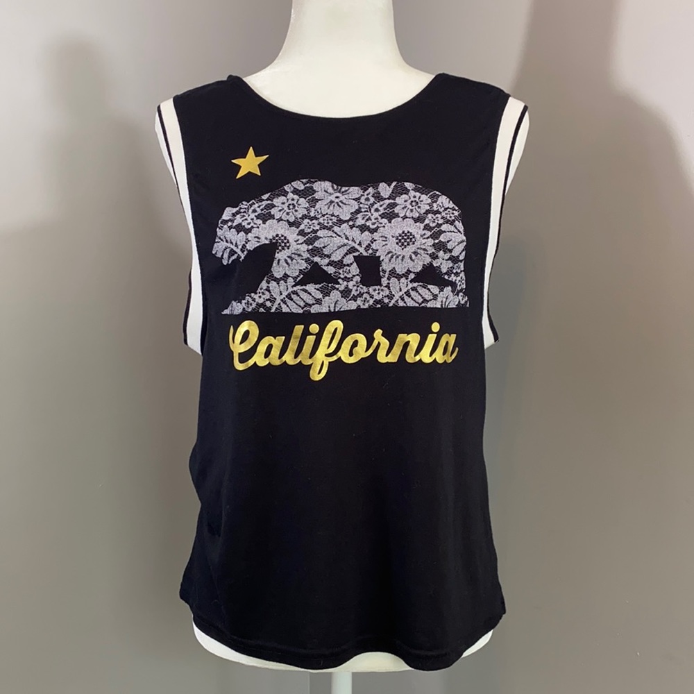 Black California Graphic Muscle Tee Size Medium